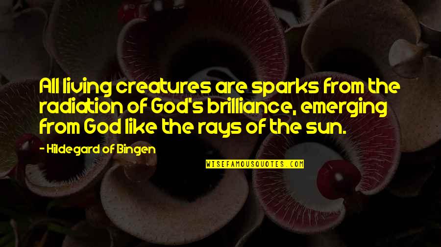 Living Creatures Quotes By Hildegard Of Bingen: All living creatures are sparks from the radiation