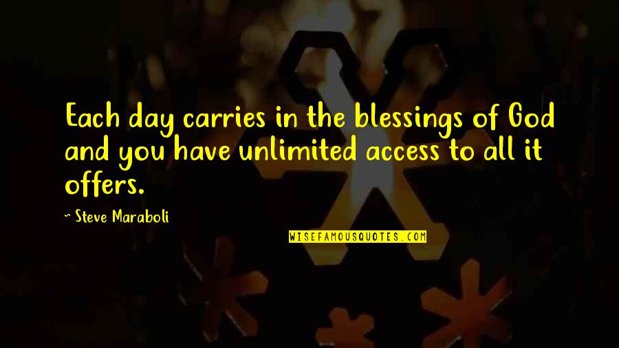 Living God Quotes By Steve Maraboli: Each day carries in the blessings of God