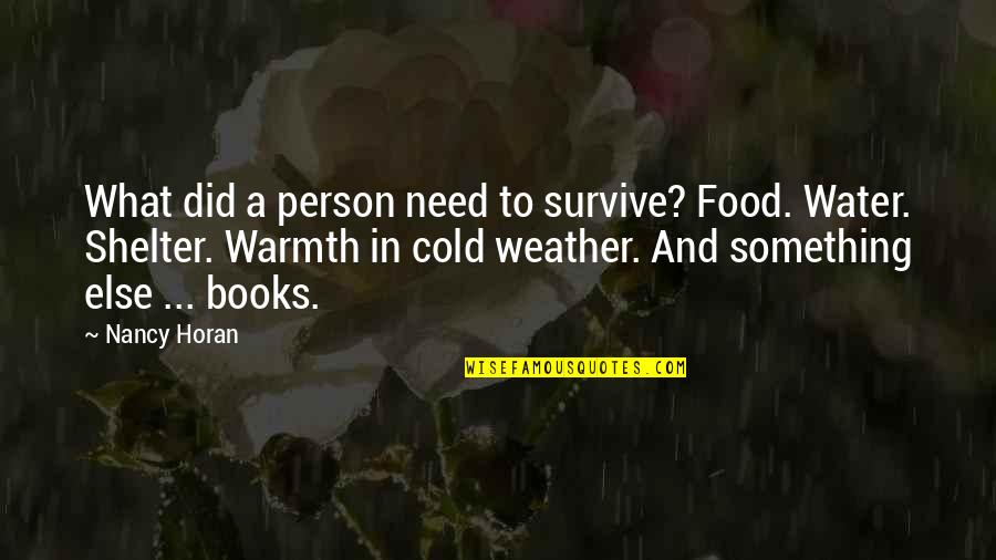 Lmngf Quote Quotes By Nancy Horan: What did a person need to survive? Food.