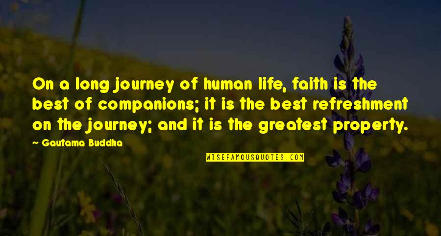 Long Journey Quotes By Gautama Buddha: On a long journey of human life, faith