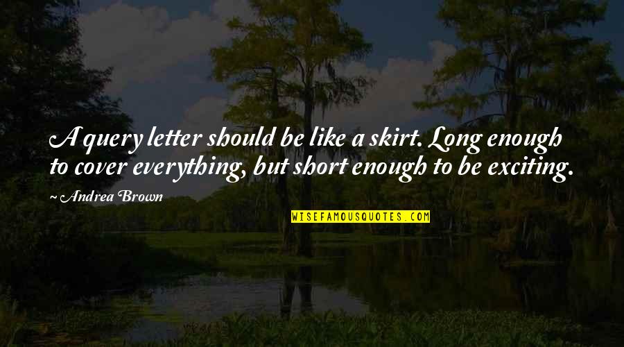 Long Skirt Quotes By Andrea Brown: A query letter should be like a skirt.