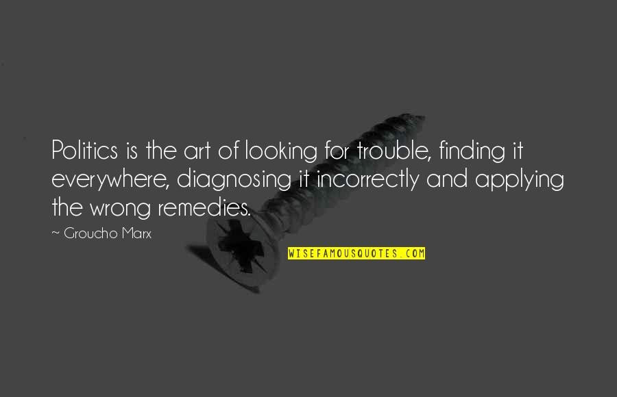 Looking At Art Quotes By Groucho Marx: Politics is the art of looking for trouble,