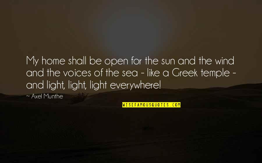 Losing One's Mind Quotes By Axel Munthe: My home shall be open for the sun