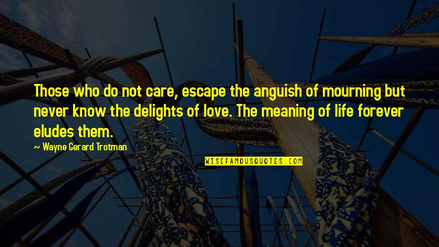 Loss And Love Quotes By Wayne Gerard Trotman: Those who do not care, escape the anguish