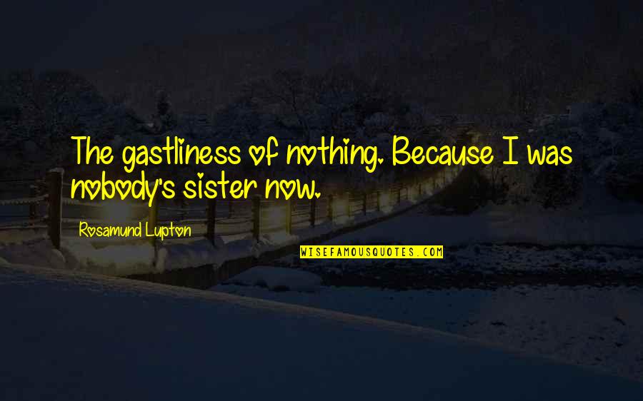 Loss Of Sister Quotes By Rosamund Lupton: The gastliness of nothing. Because I was nobody's