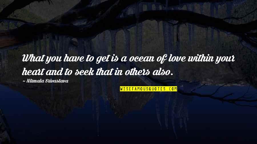 Love And Ocean Quotes By Nirmala Srivastava: What you have to get is a ocean