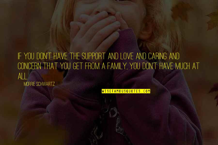 Love And Support Of Family Quotes By Morrie Schwartz.: If you don't have the support and love