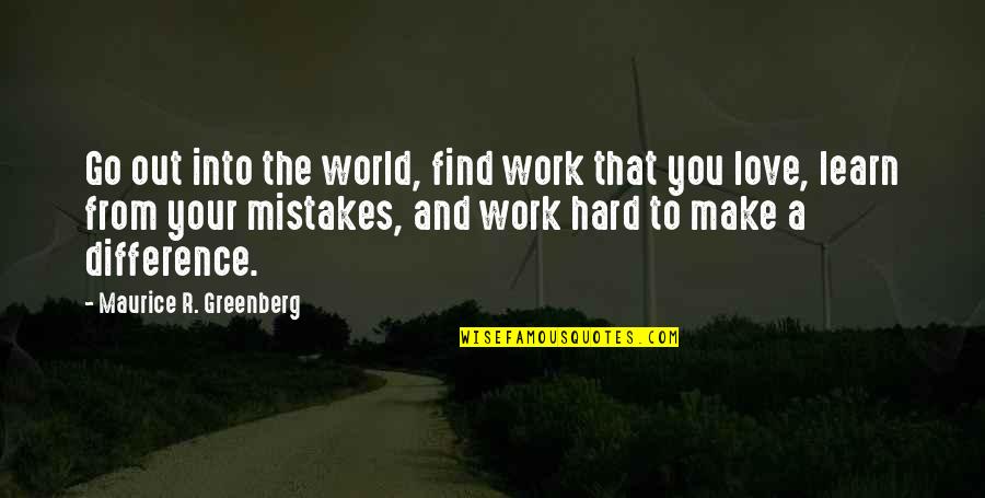 Love Is Hard To Find Quotes By Maurice R. Greenberg: Go out into the world, find work that