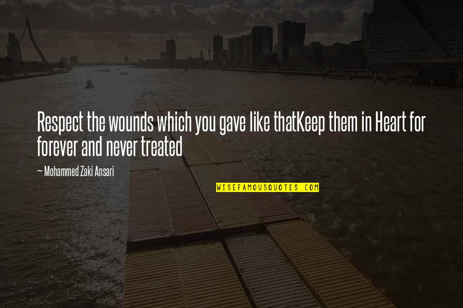 Love Wounds Quotes By Mohammed Zaki Ansari: Respect the wounds which you gave like thatKeep