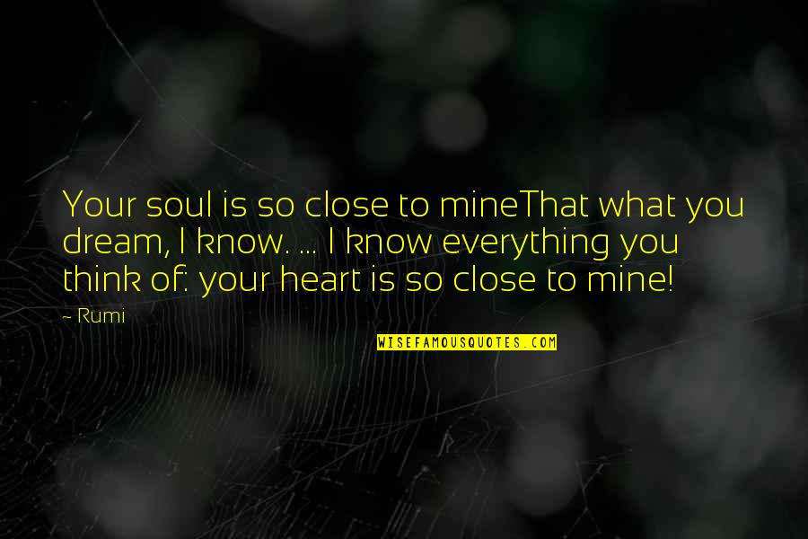 Love Your Friendship Quotes By Rumi: Your soul is so close to mineThat what