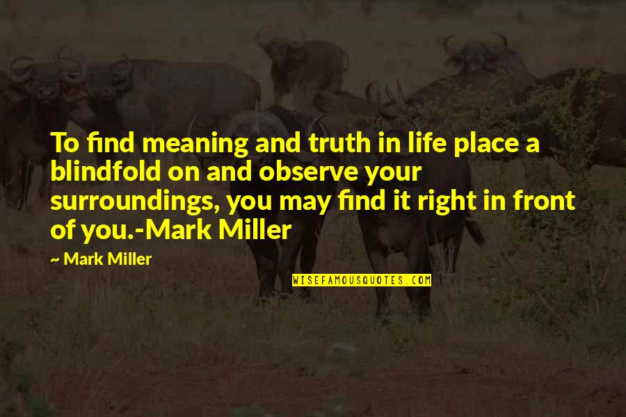 Lynettes Flowers Quotes By Mark Miller: To find meaning and truth in life place