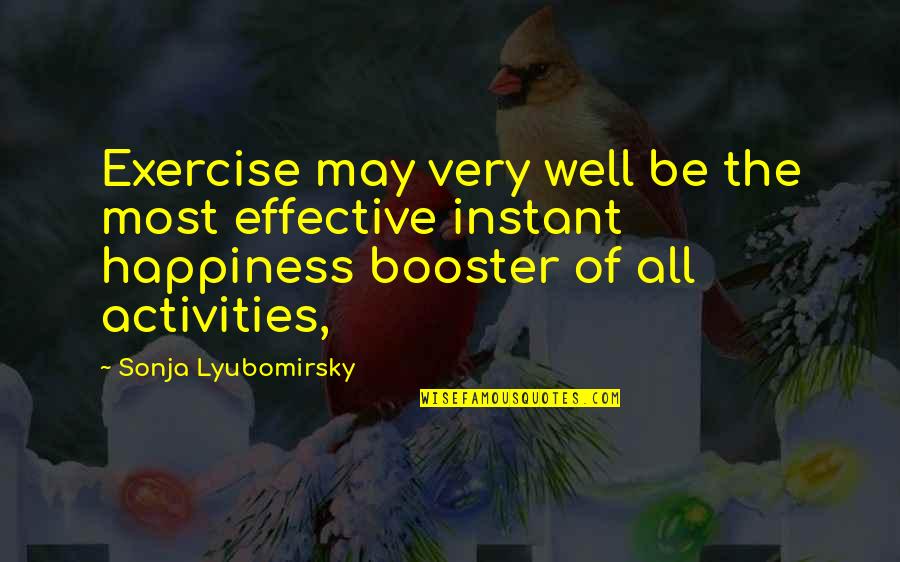 Lyubomirsky Quotes By Sonja Lyubomirsky: Exercise may very well be the most effective