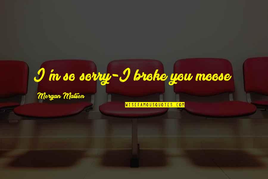 M So Sorry Quotes By Morgan Matson: I'm so sorry-I broke you moose?