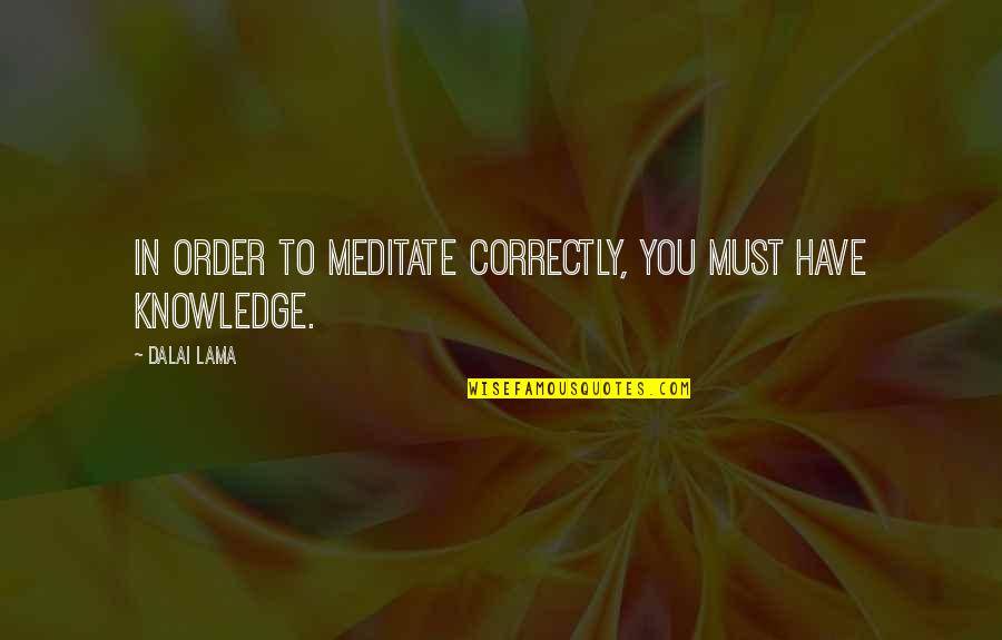 Magnusson Quotes By Dalai Lama: In order to meditate correctly, you must have