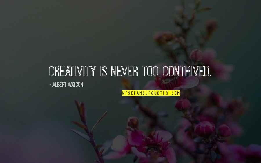 Main Chance Quotes By Albert Watson: Creativity is never too contrived.