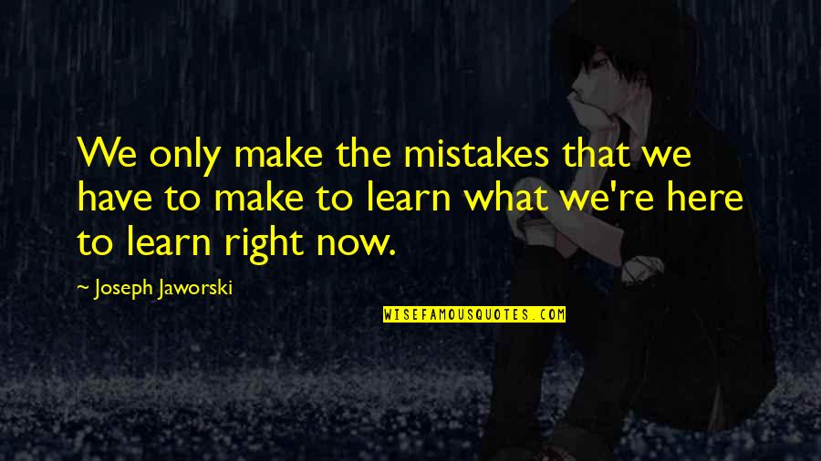 Make The Best Out Of What You Have Quotes By Joseph Jaworski: We only make the mistakes that we have