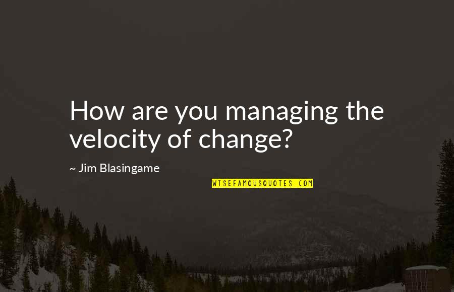 Malediwy Wakacje Quotes By Jim Blasingame: How are you managing the velocity of change?