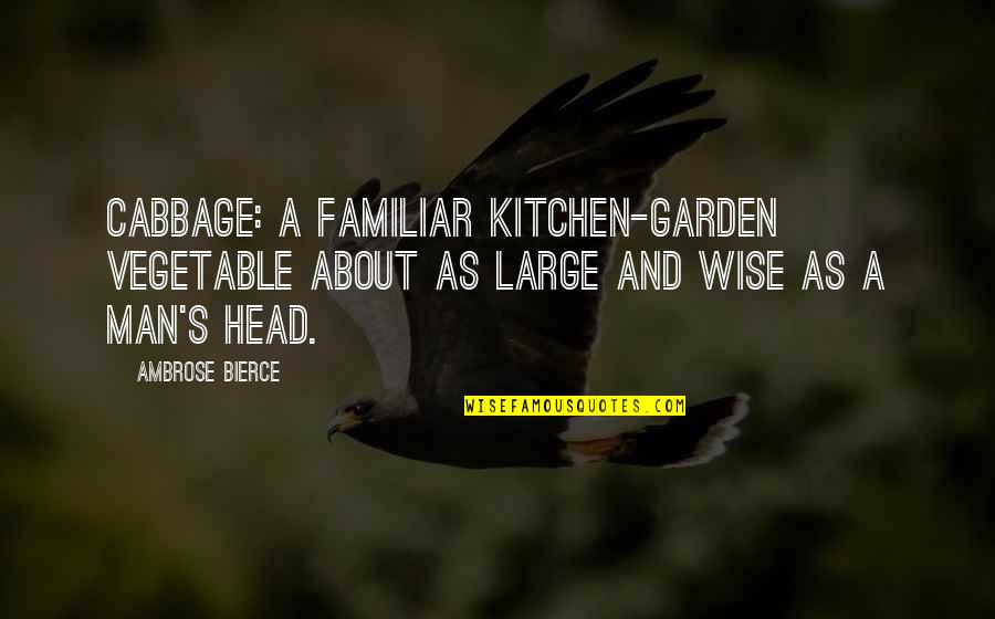 Man In Kitchen Quotes By Ambrose Bierce: Cabbage: a familiar kitchen-garden vegetable about as large