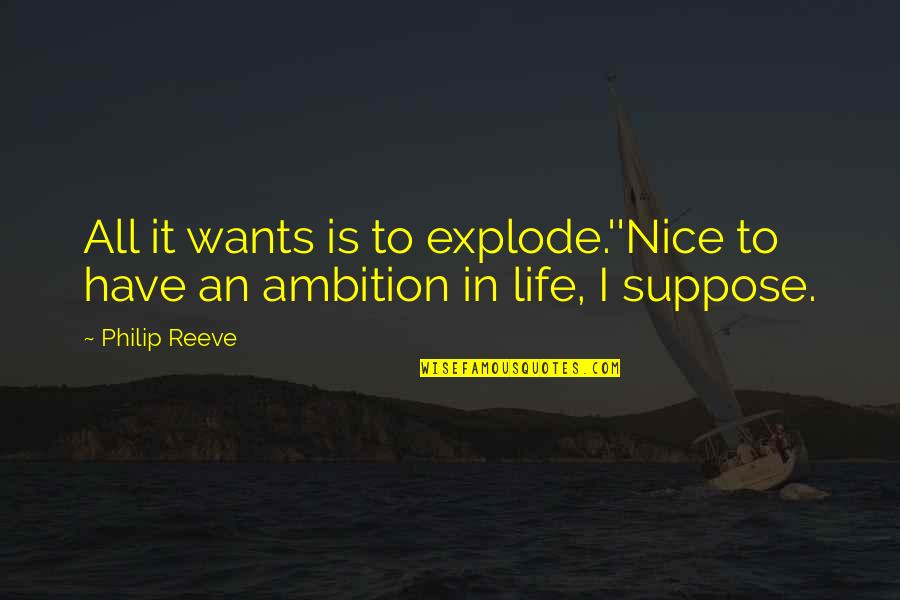 Manteniendo De Las Herramientas Quotes By Philip Reeve: All it wants is to explode.''Nice to have