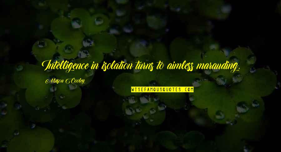 Marauding Quotes By Mason Cooley: Intelligence in isolation turns to aimless marauding.