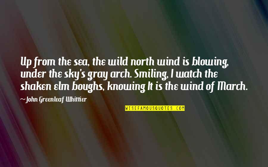 March Wind Quotes By John Greenleaf Whittier: Up from the sea, the wild north wind