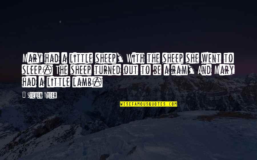 Marian Hill Song Quotes By Steven Tyler: Mary had a little sheep, With the sheep