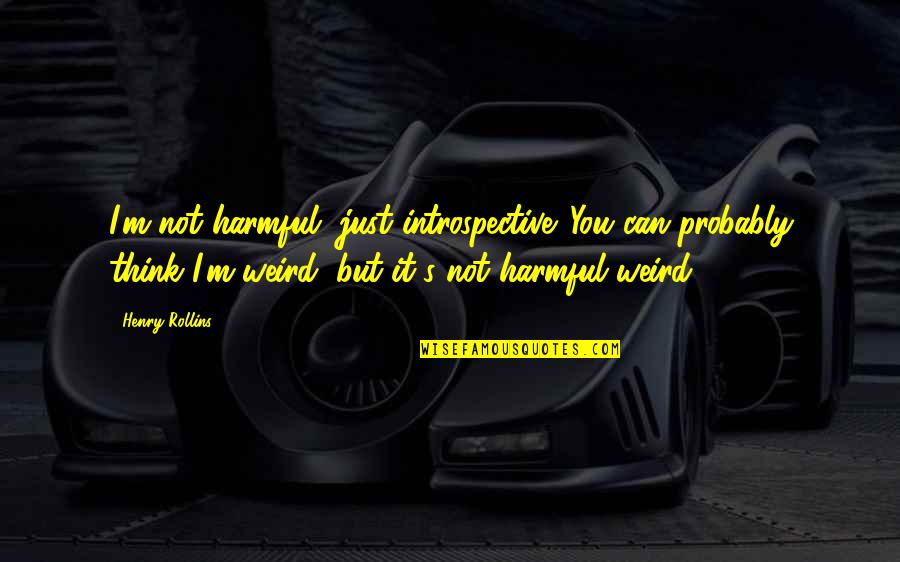 Marisella Groves Quotes By Henry Rollins: I'm not harmful, just introspective. You can probably