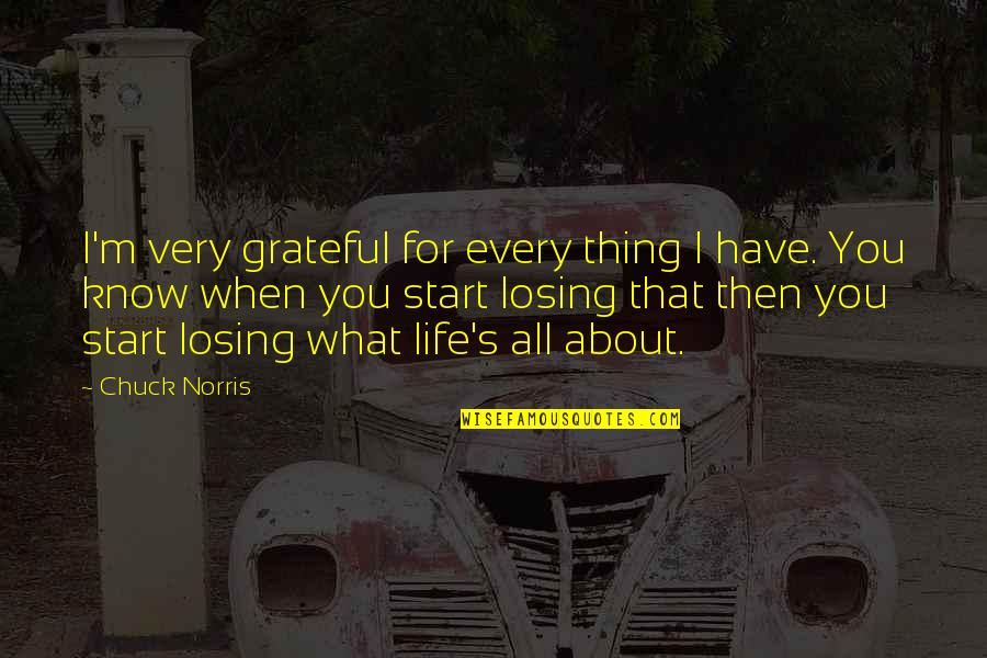 Mark Paradies Quotes By Chuck Norris: I'm very grateful for every thing I have.