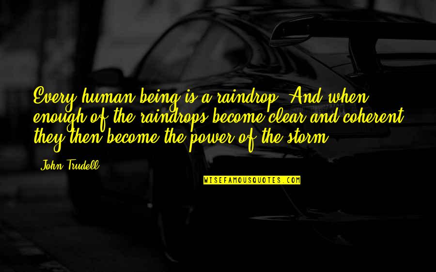 Marven Barreau Quotes By John Trudell: Every human being is a raindrop. And when