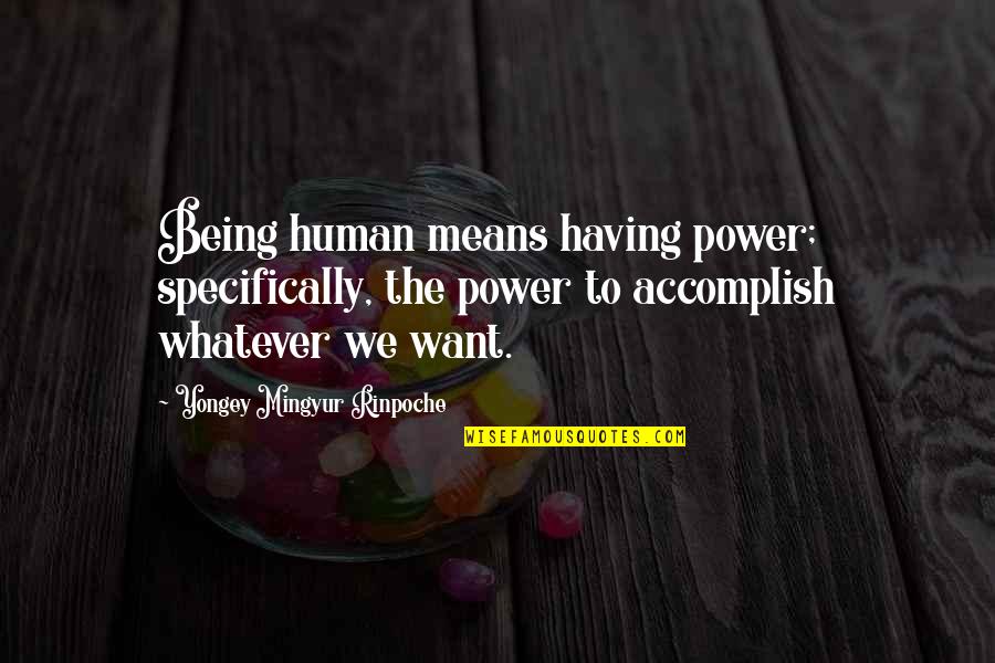 Masktopia Quotes By Yongey Mingyur Rinpoche: Being human means having power; specifically, the power