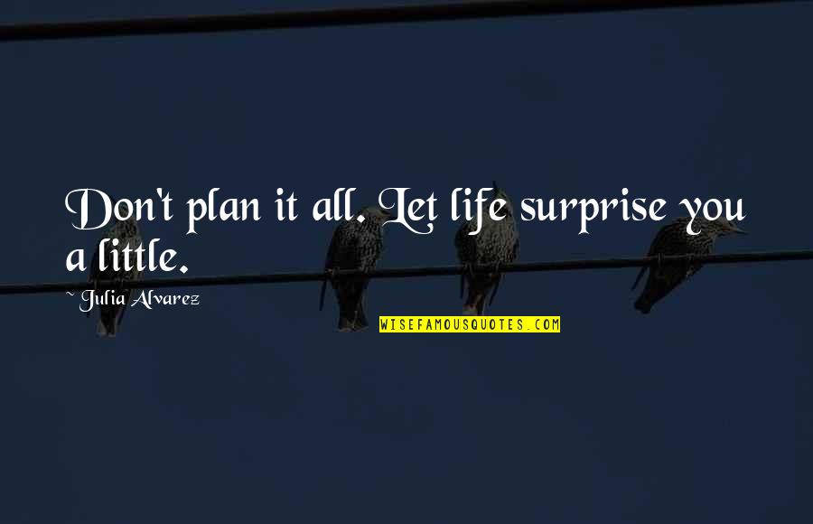 Masotti Electric Quotes By Julia Alvarez: Don't plan it all. Let life surprise you