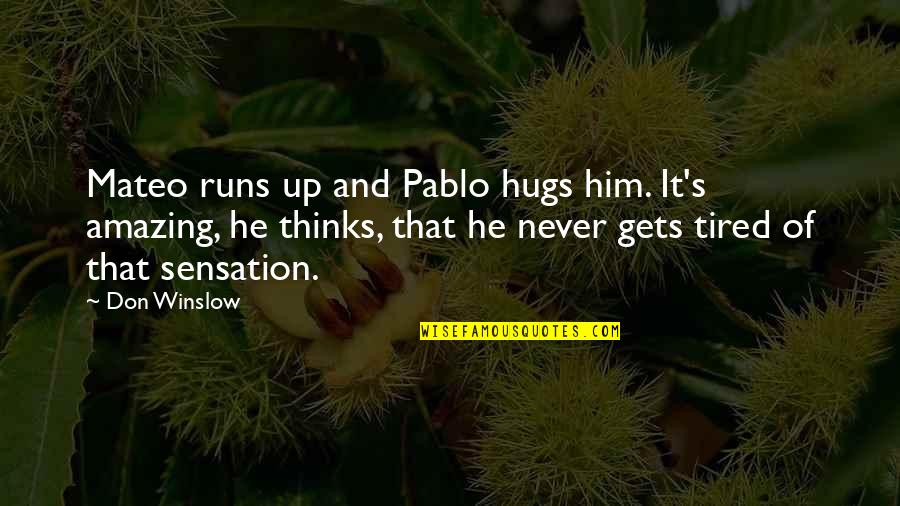 Mateo Quotes By Don Winslow: Mateo runs up and Pablo hugs him. It's