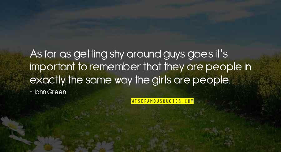 Mattins George Quotes By John Green: As far as getting shy around guys goes