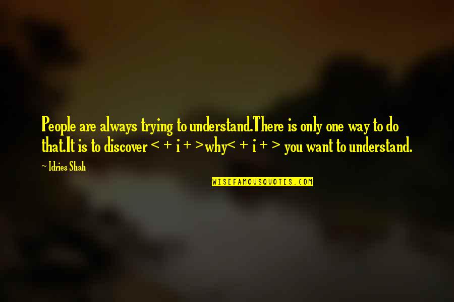 Mattsson Sofia Quotes By Idries Shah: People are always trying to understand.There is only