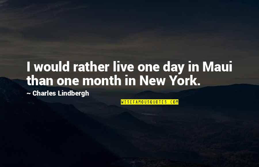 Maui Quotes By Charles Lindbergh: I would rather live one day in Maui