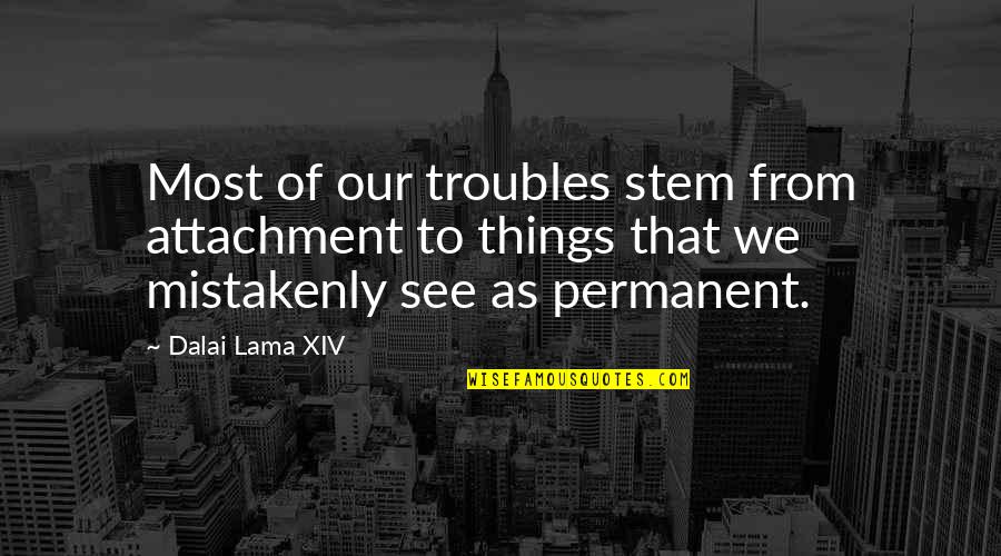 Mayakovsky Mexico Quotes By Dalai Lama XIV: Most of our troubles stem from attachment to