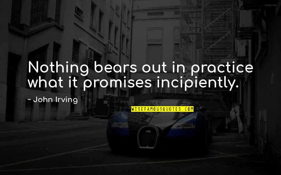 Mcgettigan Appraisals Quotes By John Irving: Nothing bears out in practice what it promises