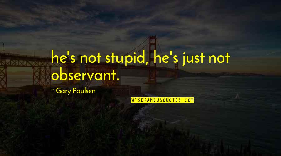 Mcnabney Stepp Quotes By Gary Paulsen: he's not stupid, he's just not observant.