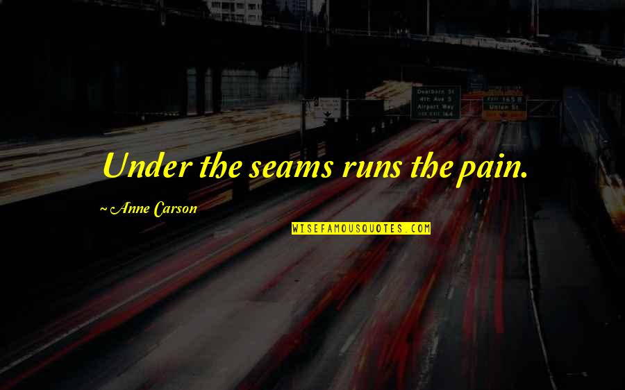 Mcteague Silent Quotes By Anne Carson: Under the seams runs the pain.