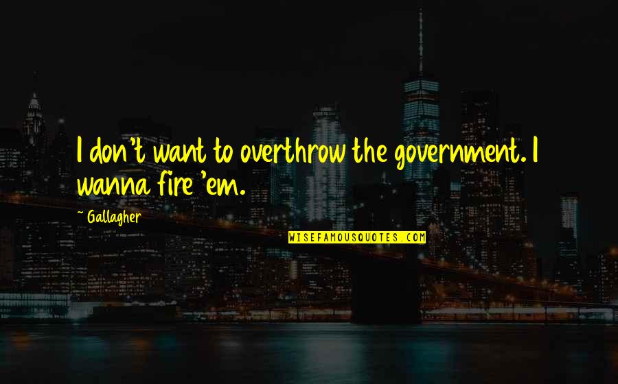 Meander Quotes By Gallagher: I don't want to overthrow the government. I