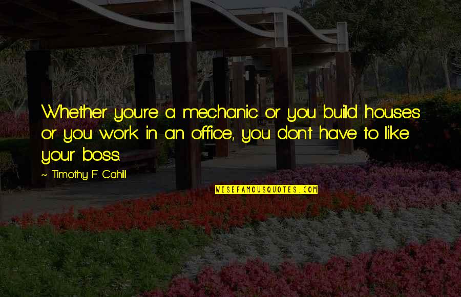 Mechanic Quotes By Timothy F. Cahill: Whether you're a mechanic or you build houses