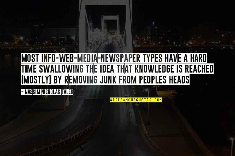 Media News Quotes By Nassim Nicholas Taleb: Most info-Web-media-newspaper types have a hard time swallowing