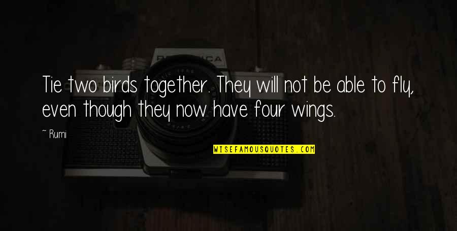 Medicament Quotes By Rumi: Tie two birds together. They will not be