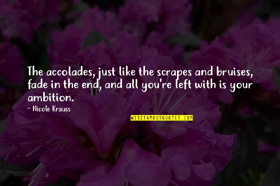 Medicine And Pharmacy Quotes By Nicole Krauss: The accolades, just like the scrapes and bruises,