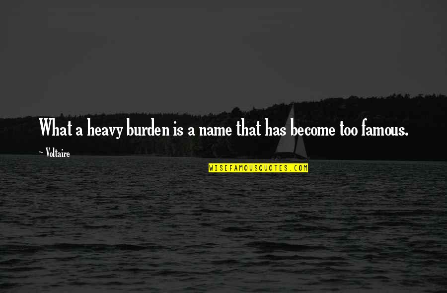 Medojevic Crna Quotes By Voltaire: What a heavy burden is a name that