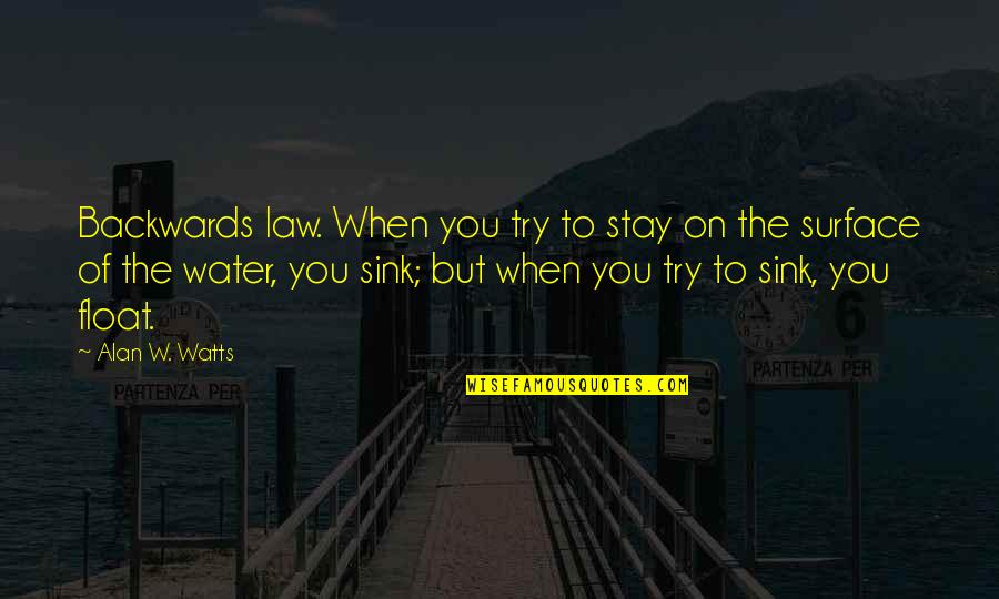 Meglepo Quotes By Alan W. Watts: Backwards law. When you try to stay on