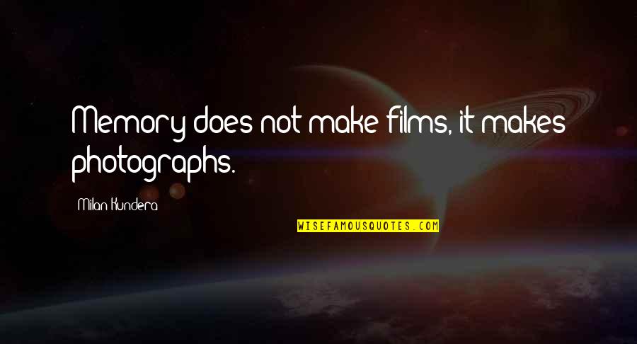 Memories In Photographs Quotes By Milan Kundera: Memory does not make films, it makes photographs.