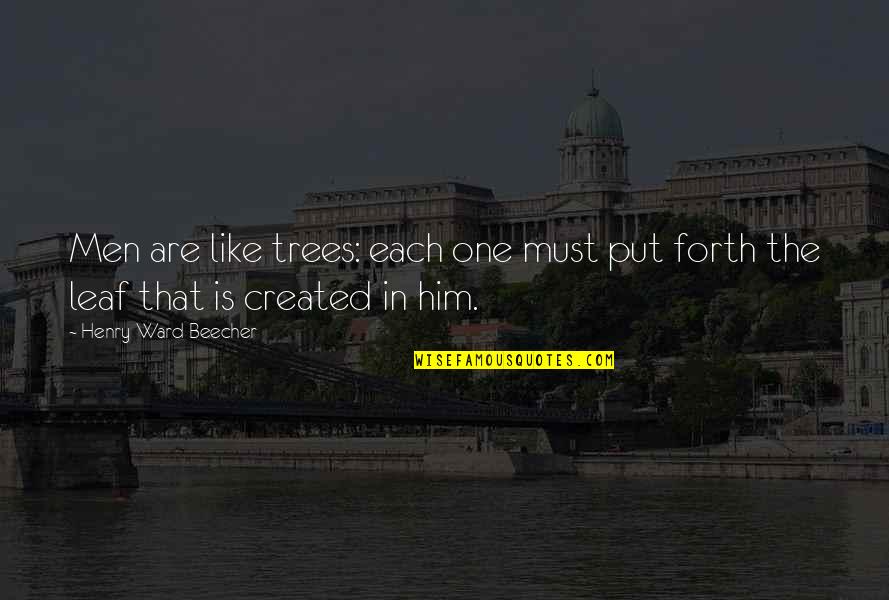 Men Like Trees Quotes By Henry Ward Beecher: Men are like trees: each one must put