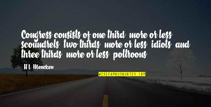 Mencken's Quotes By H.L. Mencken: Congress consists of one-third, more or less, scoundrels;