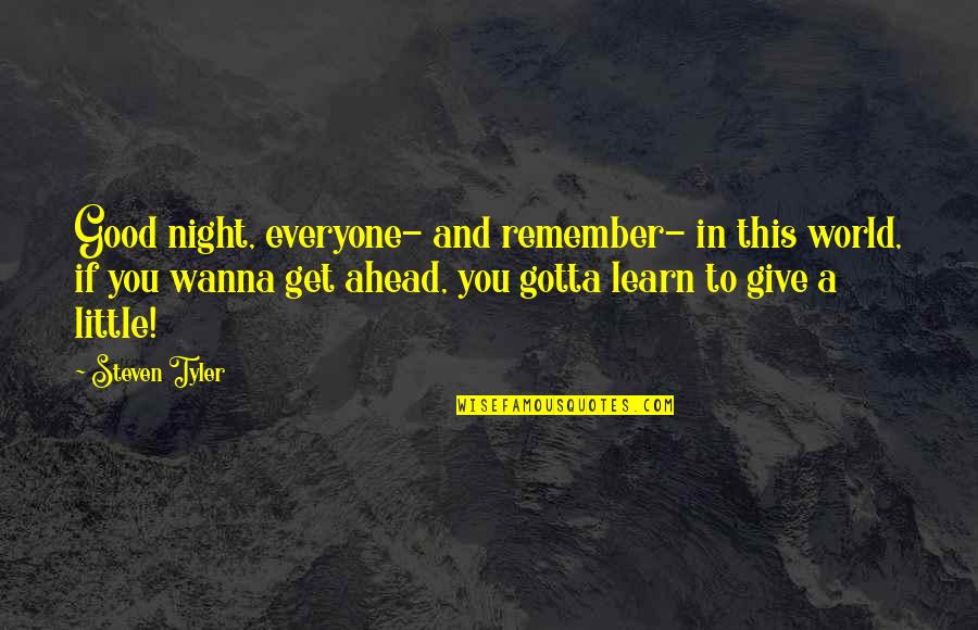 Mendillo Wedding Quotes By Steven Tyler: Good night, everyone- and remember- in this world,